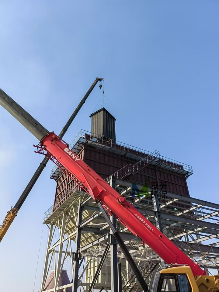 脫硫尾氣/黃磷尾氣濕電除塵器現(xiàn)場安裝實況